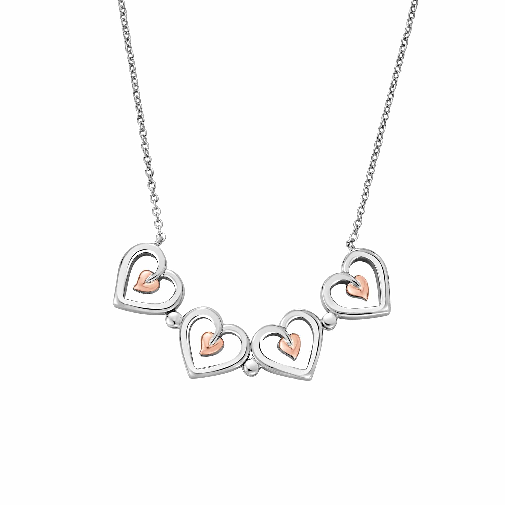 Clogau Tree of Life multi-heart sterling silver necklace