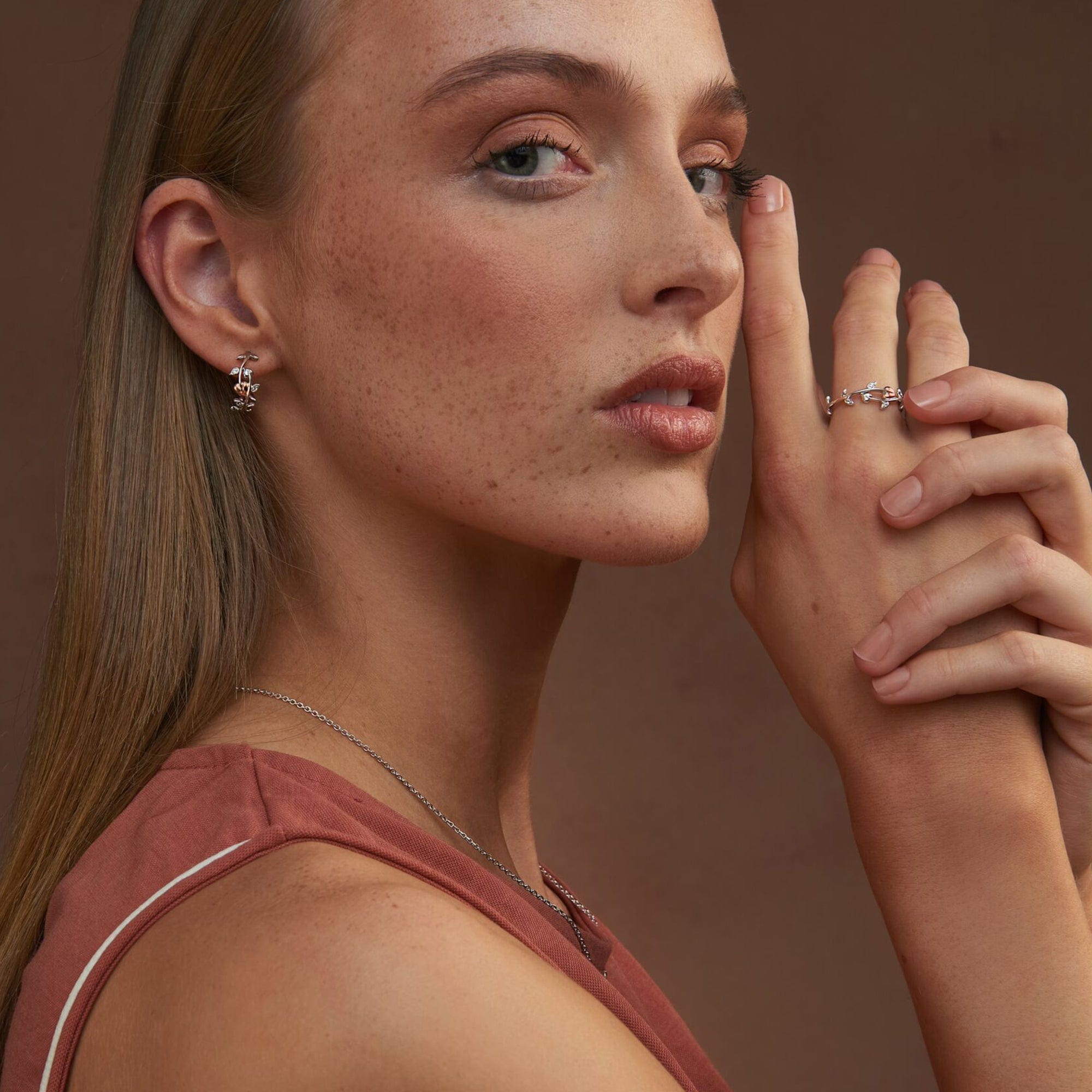 Clogau Tree of Life vine topaz and sterling silver half hoop earrings