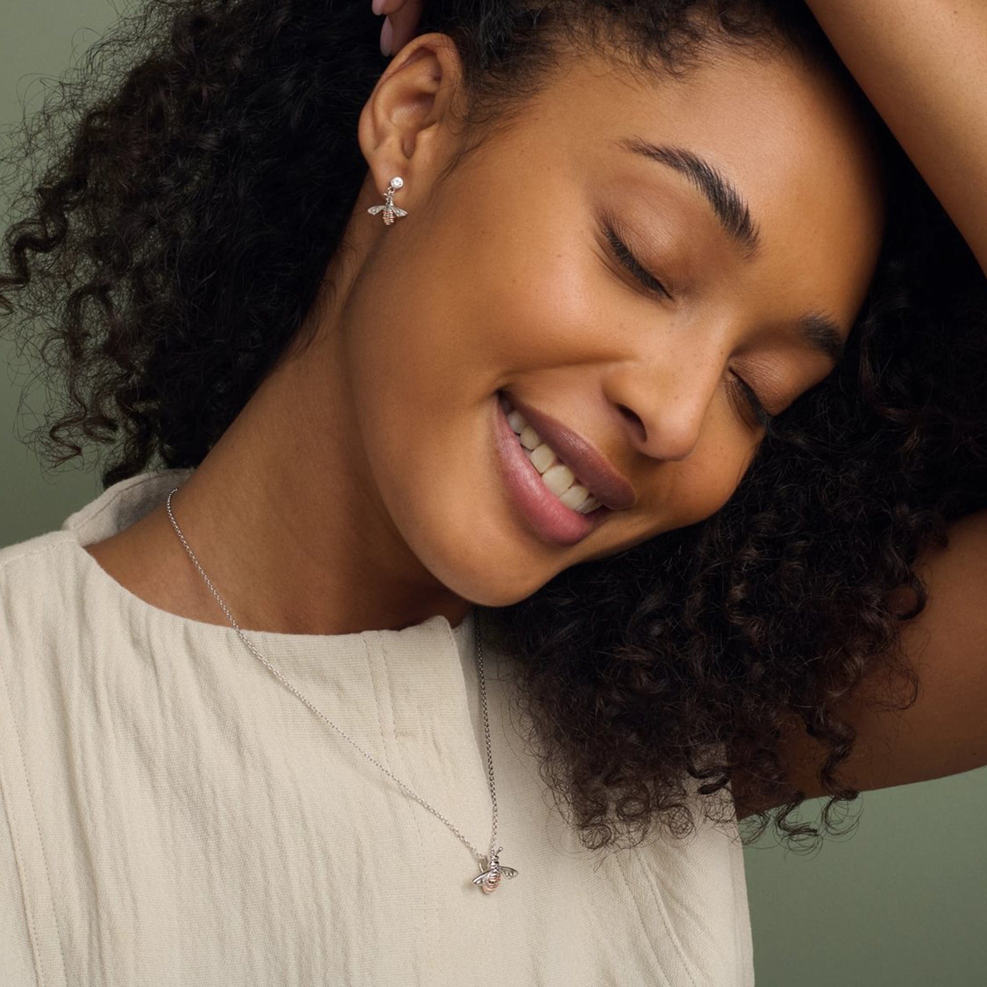 Clogau Natures Wonder Honey Bee sterling silver and white Topaz drop earrings