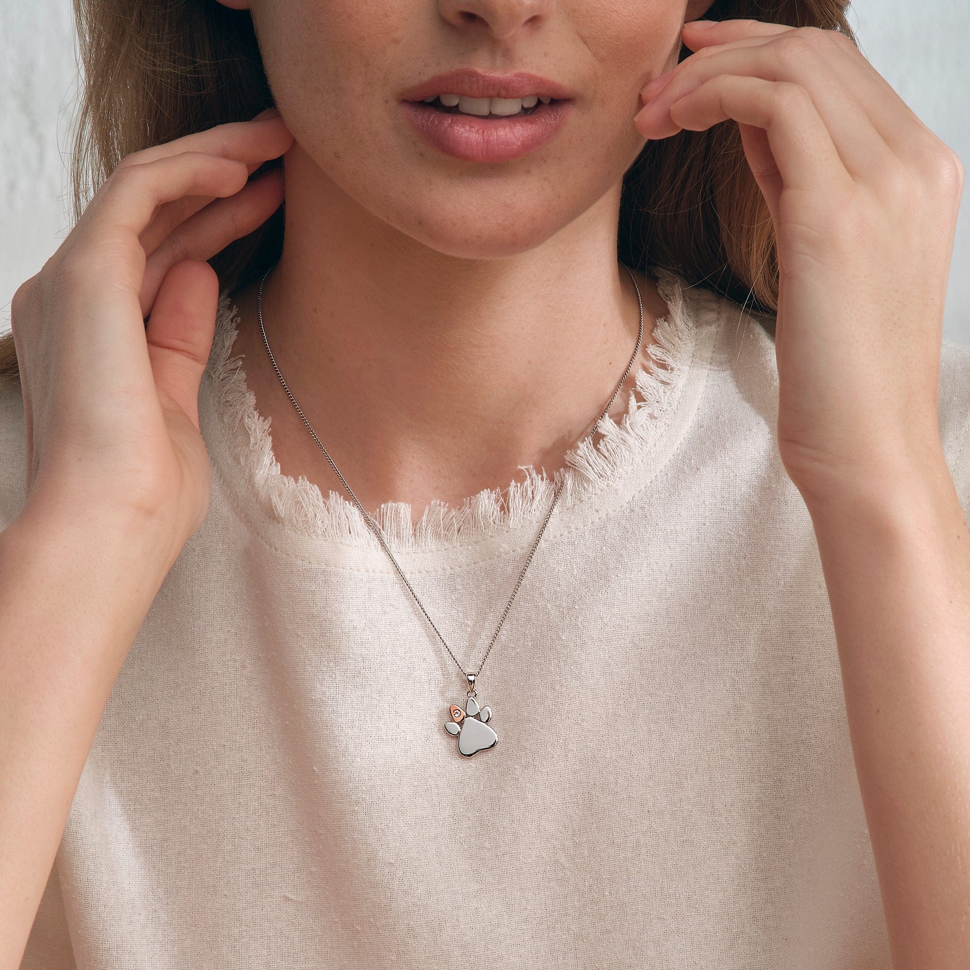 Clogau Paw Prints Sterling Silver and White Topaz pendant