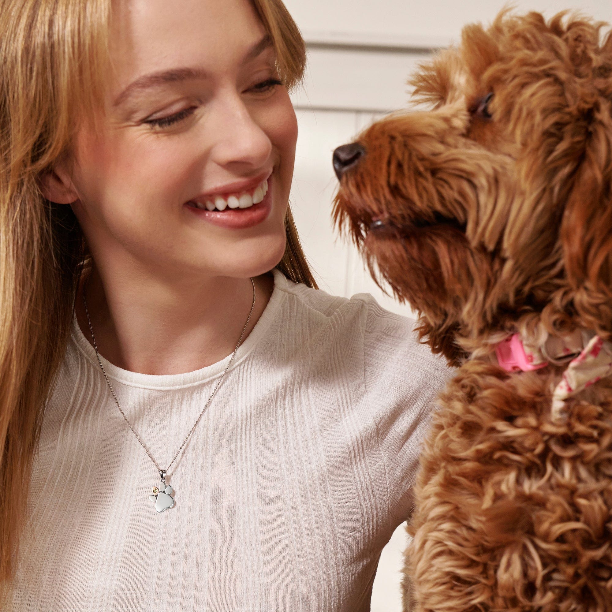Clogau Paw Prints Sterling Silver and White Topaz pendant