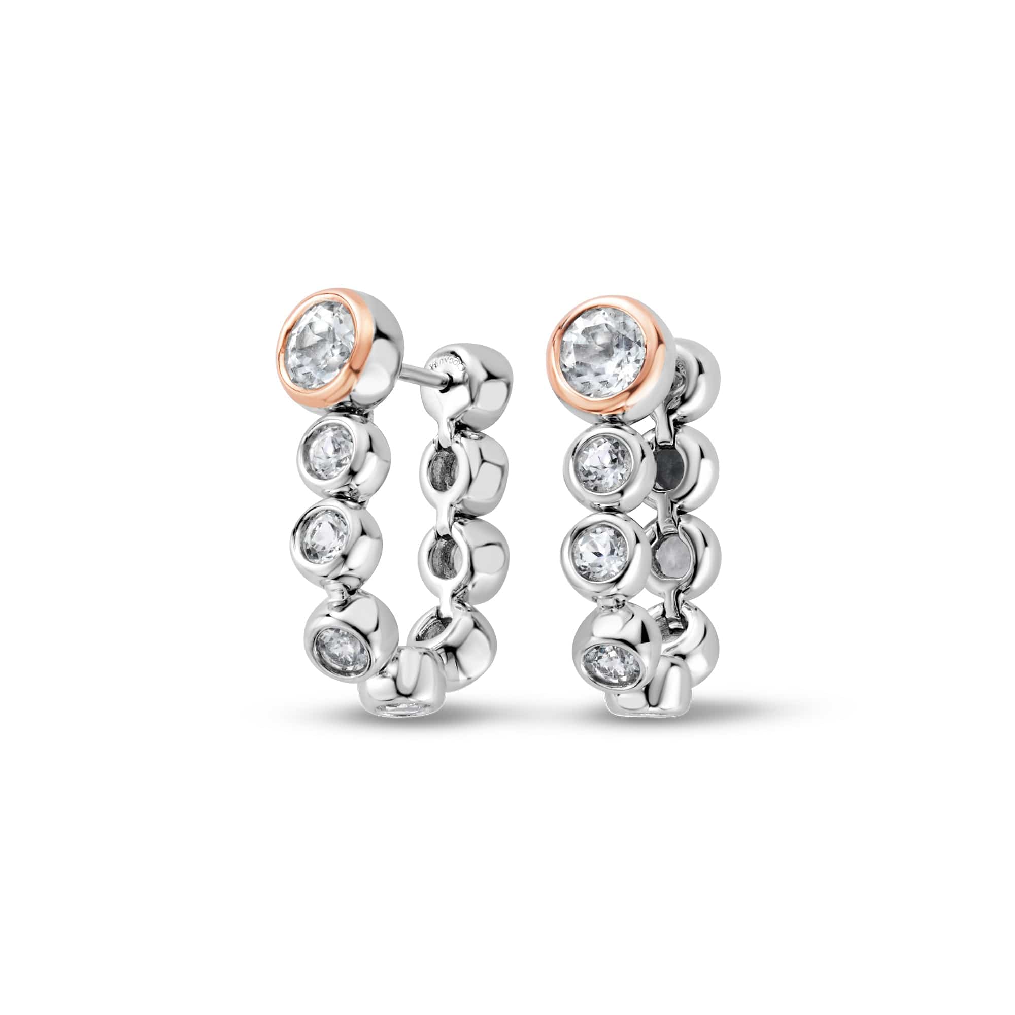 Clogau Celebration White topaz Drop/Hoop sterling silver earrings