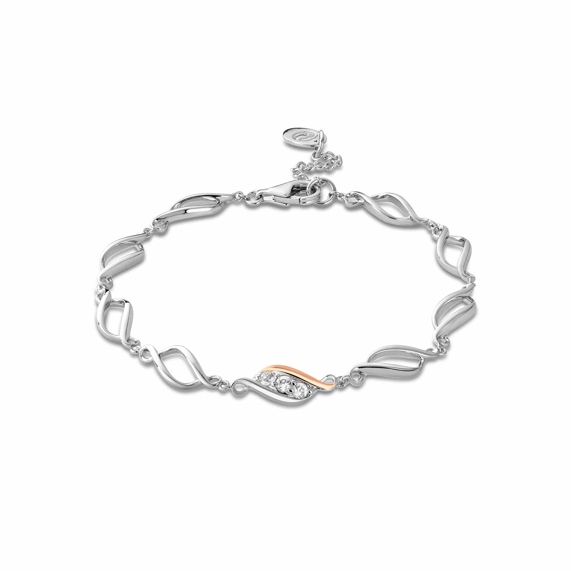 Clogau Past Present Future Multi-Link white topaz sterling silver bracelet