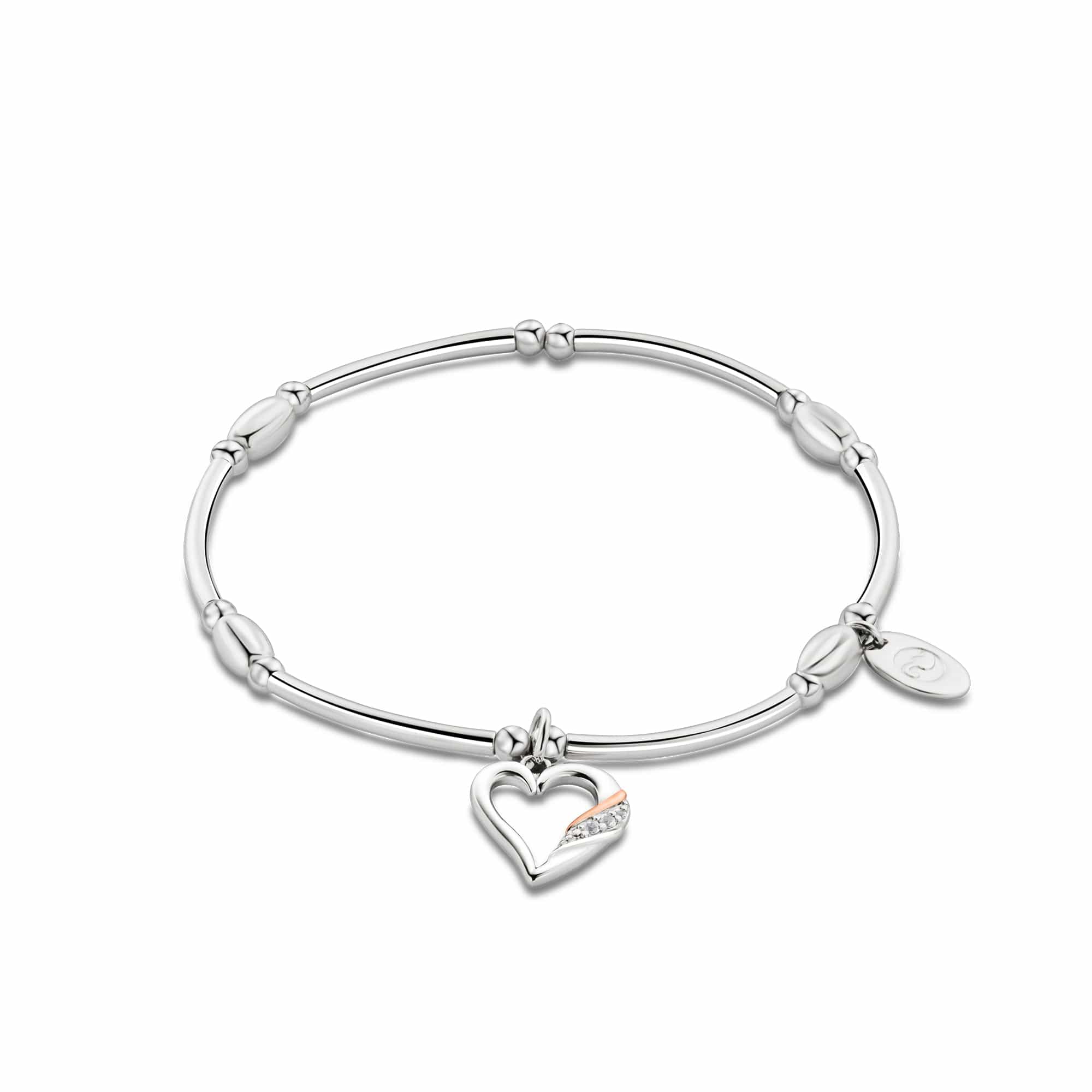 Clogau Past Present Future Heart Affinity Bracelet White Topaz Sterling Silver