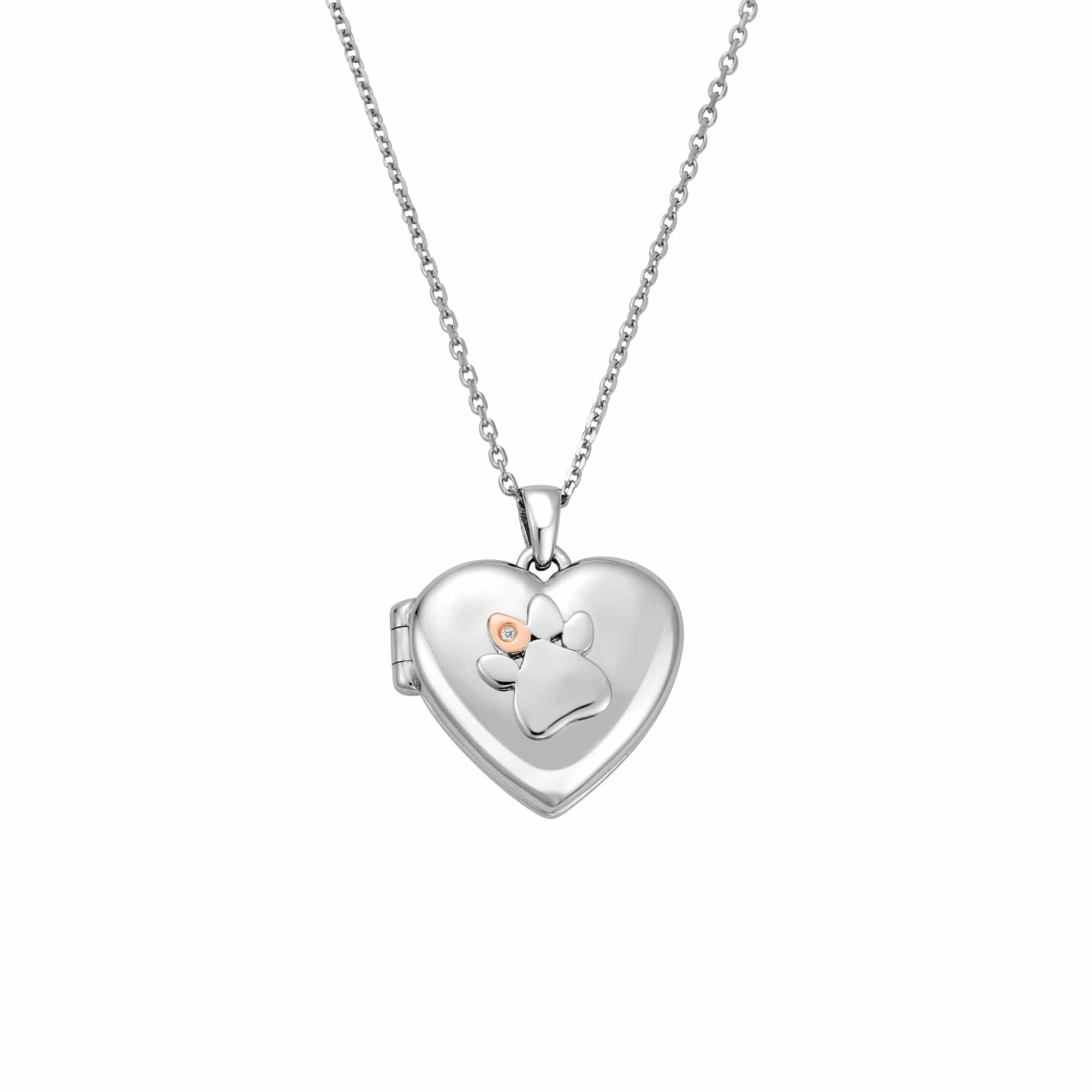 Clogau Paw Prints Locket, White Topaz Sterling Silver