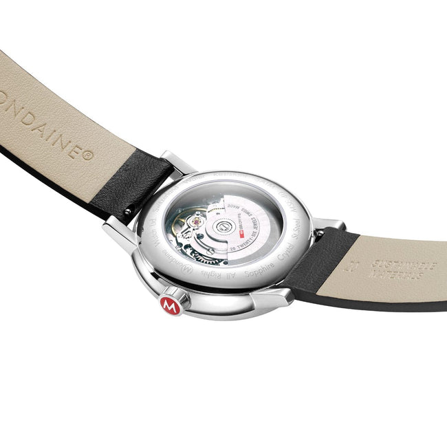 Mondaine Evo2 Stainless Steel White Dial Automatic Black Vegan Strap Watch