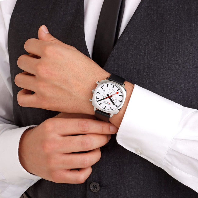 Grand Cushion 41mm White Dial fitted with Black Vegan Strap and supplied with Mesh Bracelet