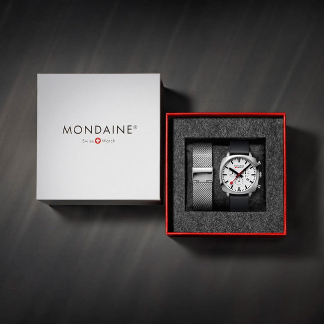 Grand Cushion 41mm White Dial fitted with Black Vegan Strap and supplied with Mesh Bracelet