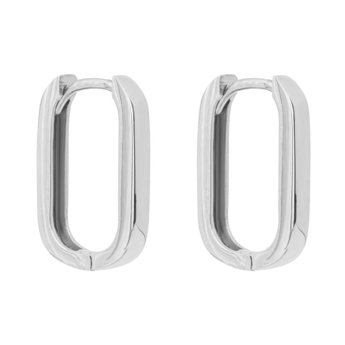 9ct white gold U-shaped hoop earrings