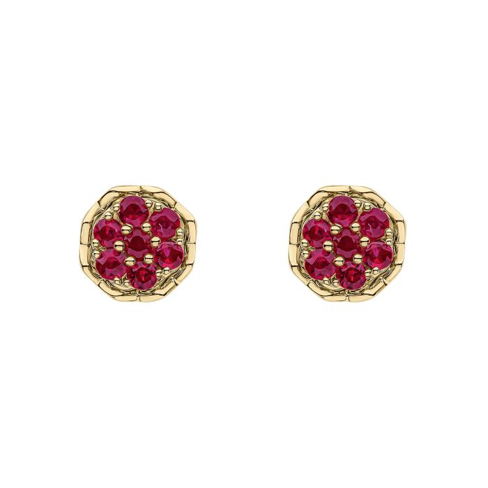9ct Yellow gold Ruby cluster stud earrings