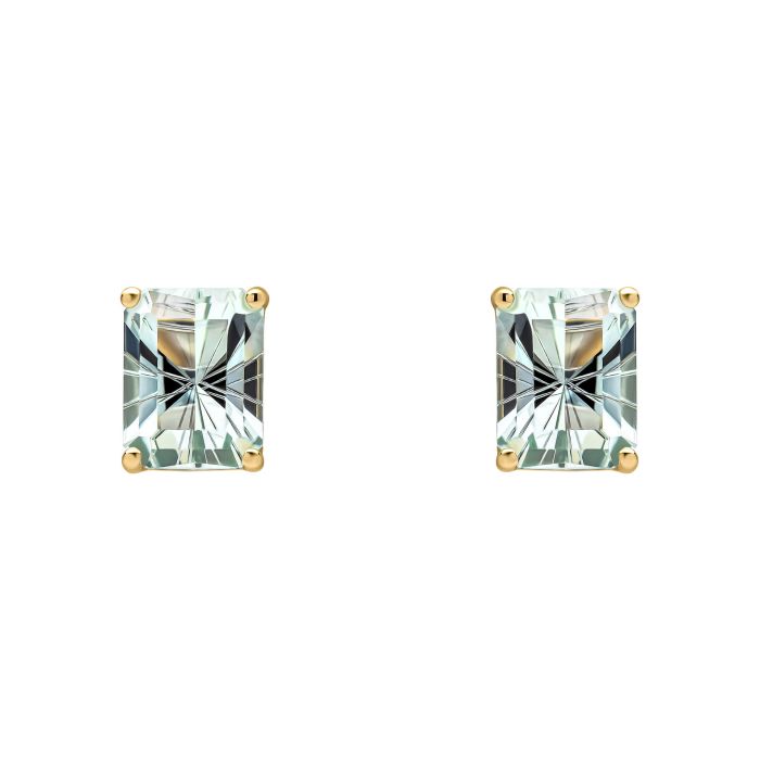 9ct Yellow gold Green Amethyst Octagonal fancy cut stud earrings