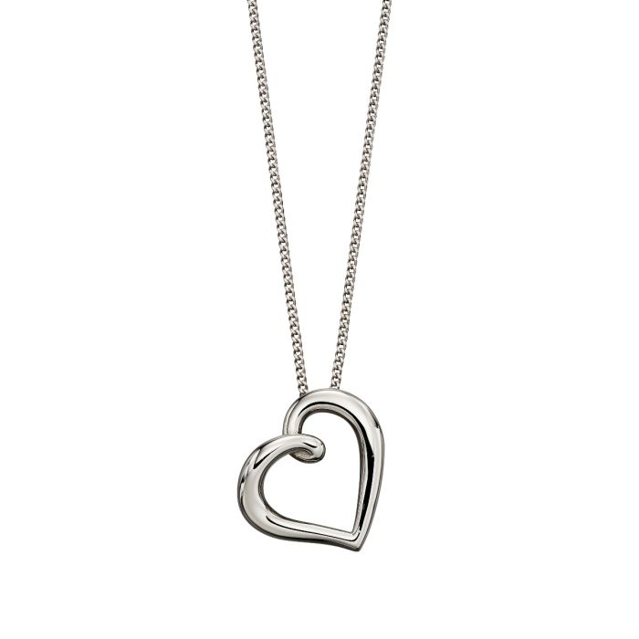 9ct White gold Organic Heart pendant