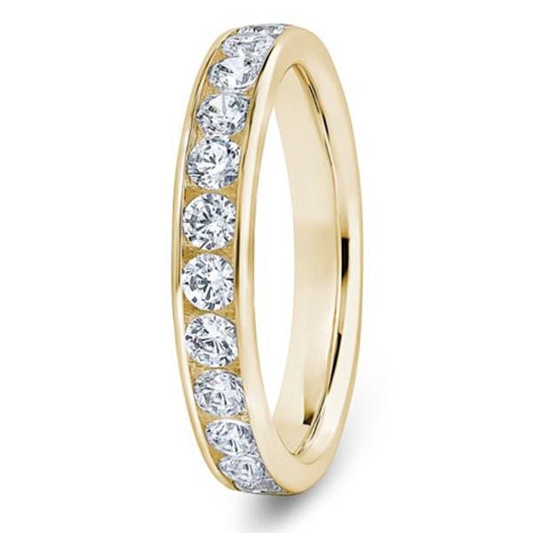 18ct Y/G diam bril cut chan set 0.60ct 3.7mm