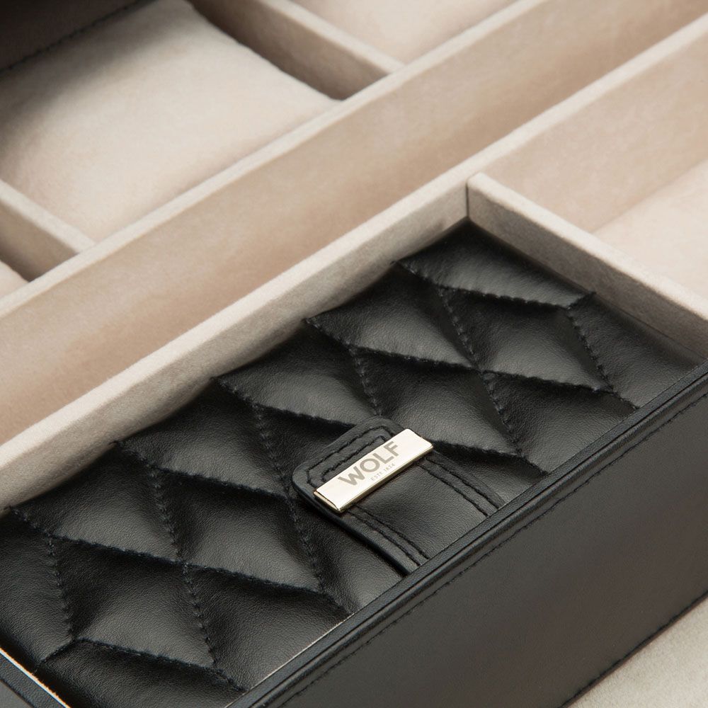 Wolf 1834- Caroline Extra Large Jewellery Case- Black