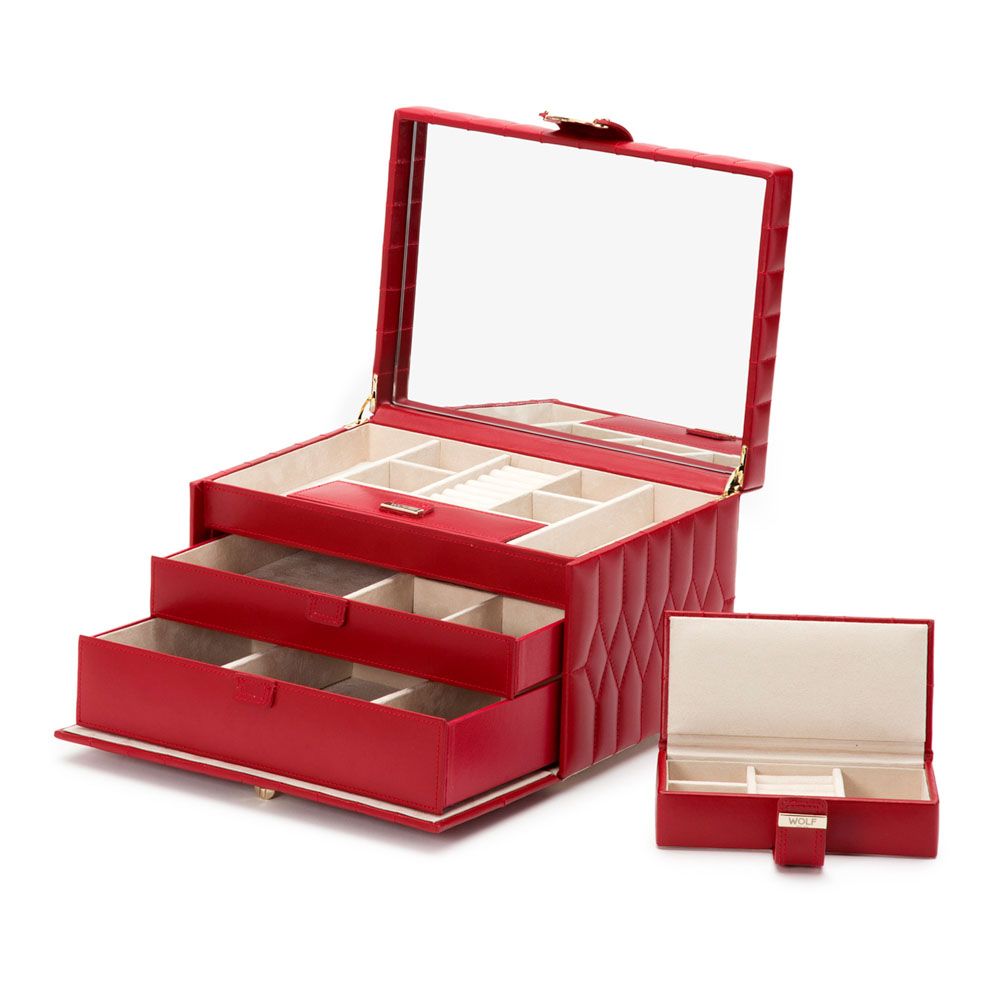 Wolf 1834- Caroline Medium Jewellery Case- Red