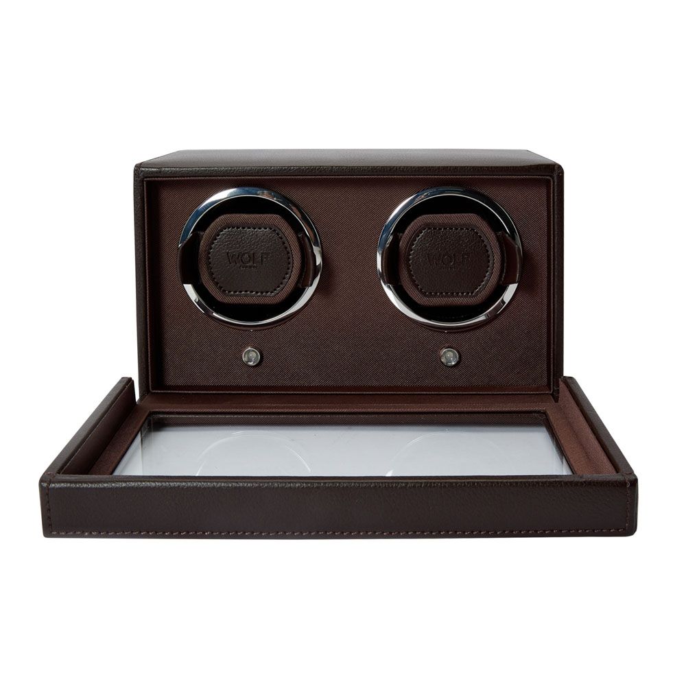 Wolf 1834- Cub Double Watch Winder With COver- Brown