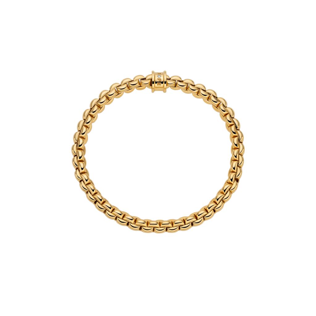 Fope Eka Bracelet 18ct Yellow Gold with a 0.01ct White Diamond