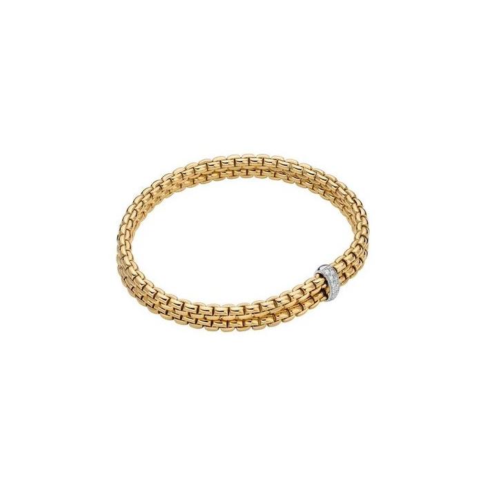 Fope Eka Two Row Bracelet 18ct Yellow Gold Total Diamond Weight 0.10ct