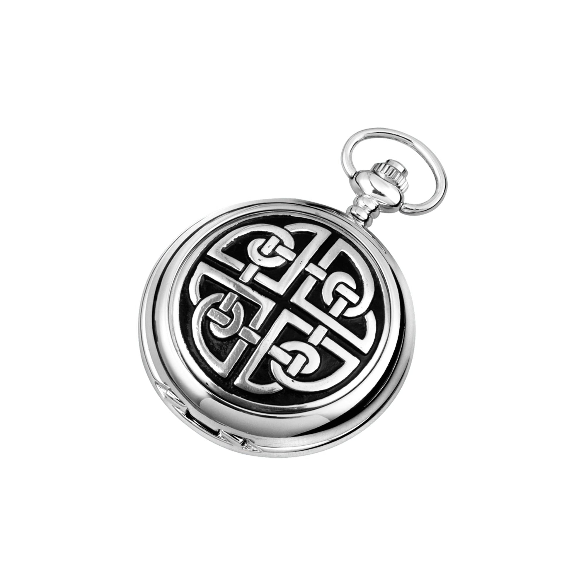 Celtic knot Skeleton Pocket Watch w/chn