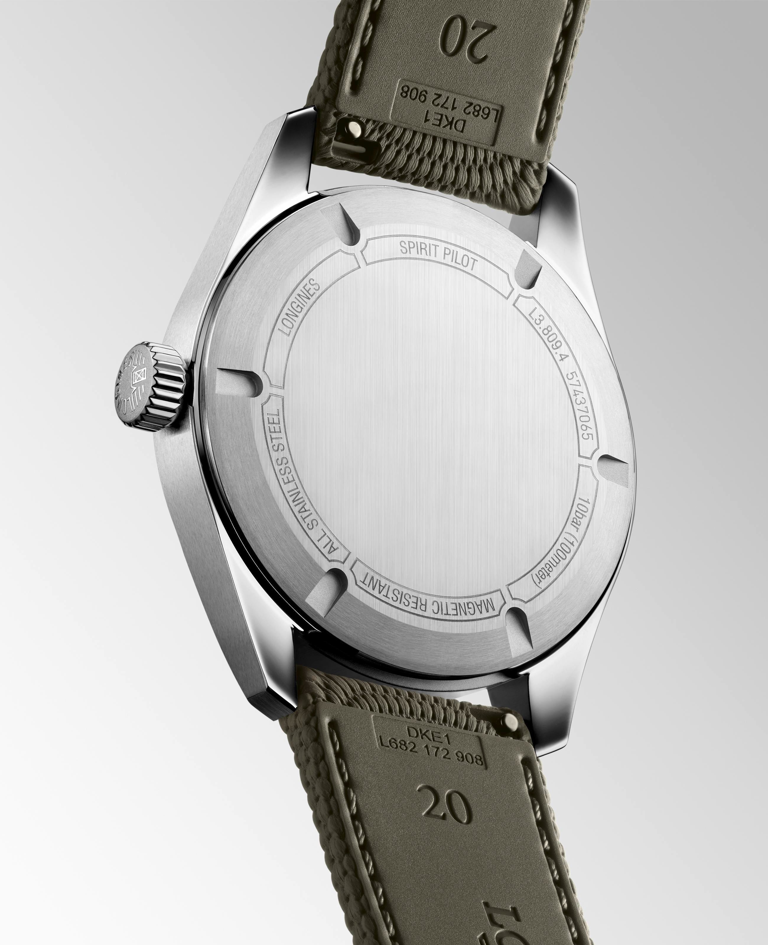 Spirit Pilot COSC Chronometer Automatic Watch. Black Dial Green Strap.