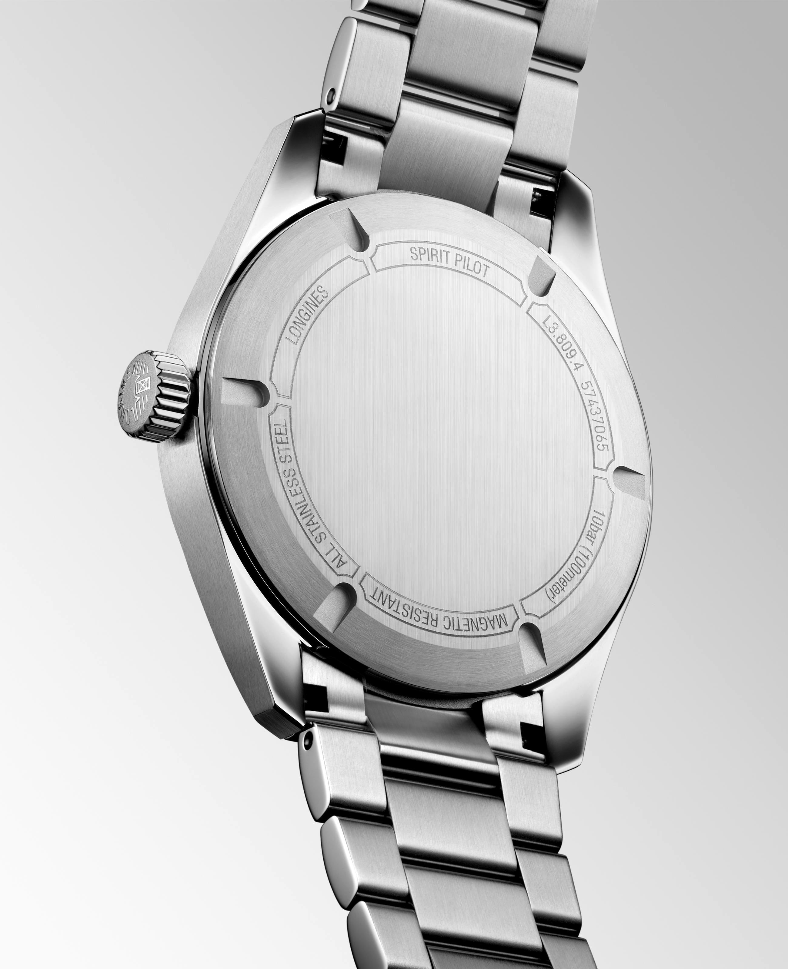 Spirit Pilot COSC Chronometer Automatic Watch. Black Dial Stainless Steel Bracelet.