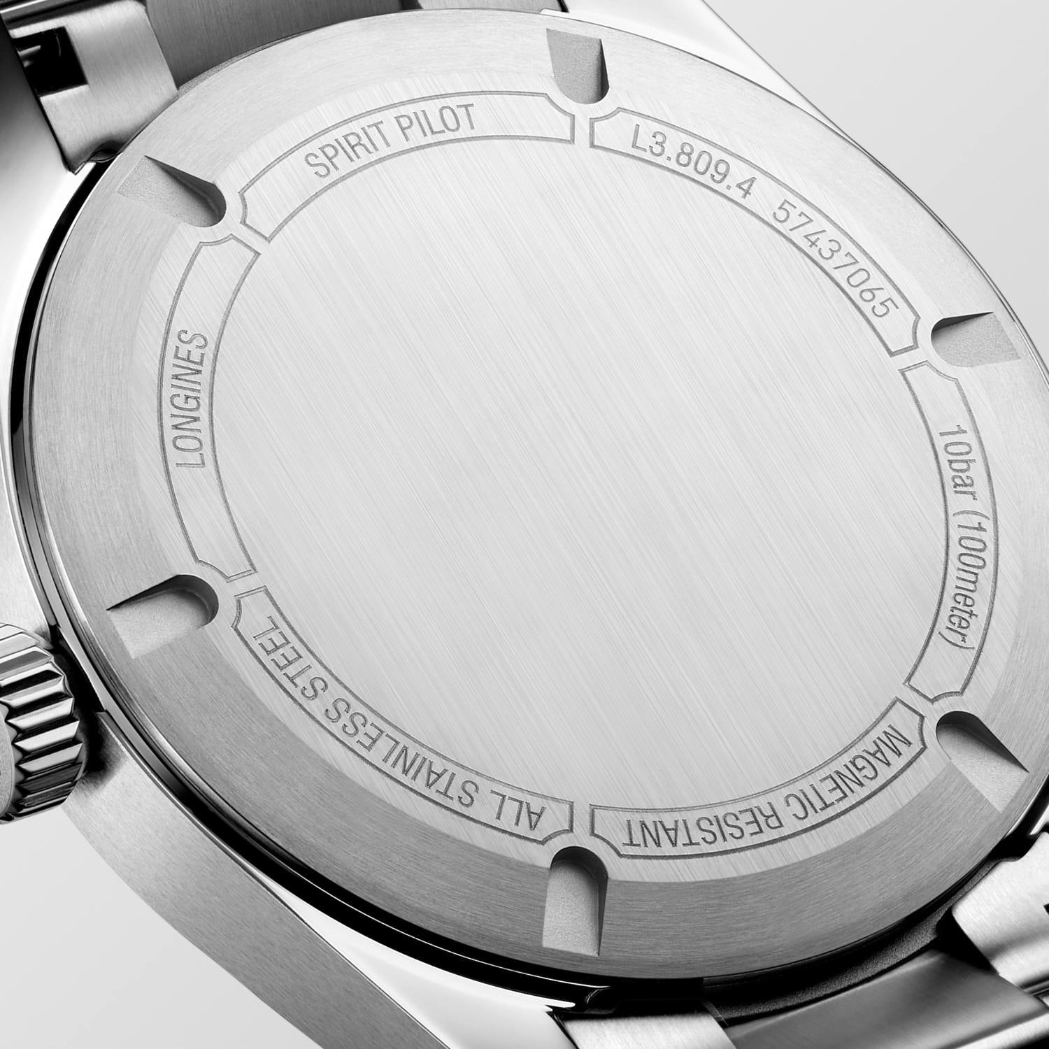 Spirit Pilot COSC Chronometer Automatic Watch. Black Dial Stainless Steel Bracelet.