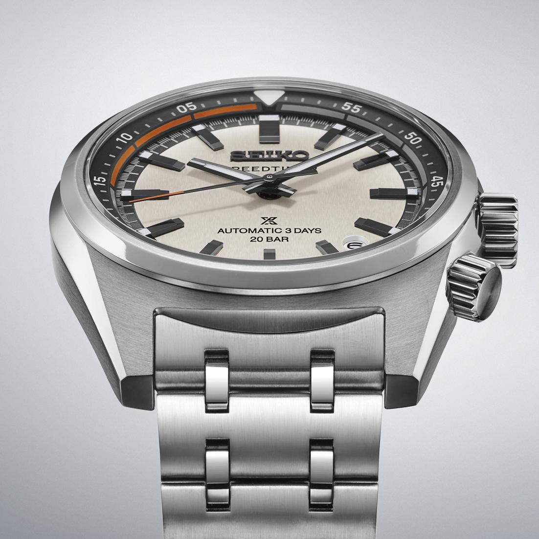 Seiko Prospex SpeedTimer Automatic Watch. Silver Dial Stainless Steel Bracelet