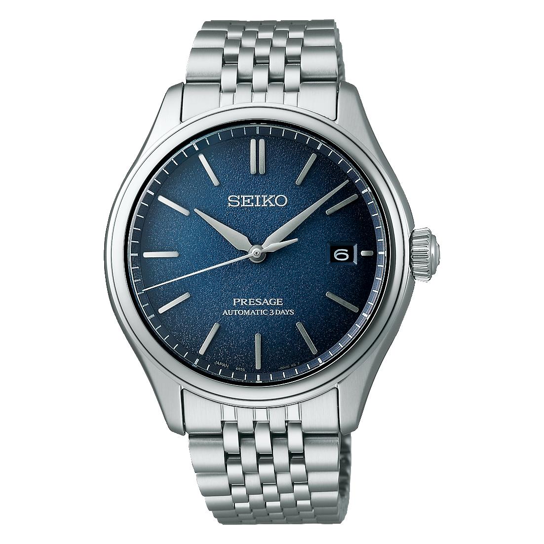 Seiko Presage Classic in Ai-Iro Japan Blue Automatic Watch. Blue Dial Stainless Steel Bracelet