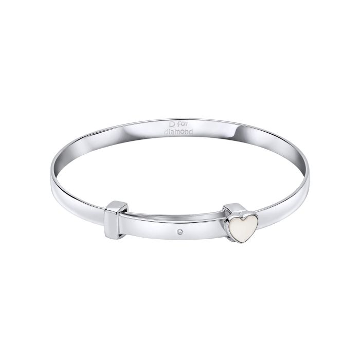 Silver Diam + Pink MOP Heart Baby Bangle