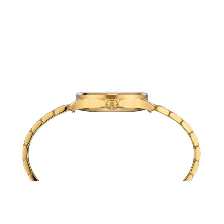 Certina DS-8 Lady 31mm Quartz Watch. Gold Dial Gold PVD Bracelet.
