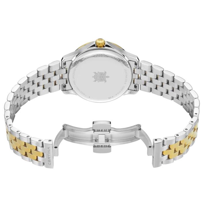 Certina DS-8 Lady 31mm Quartz Watch. White Dial, Gold PVD and Stainless Steel Bracelet.