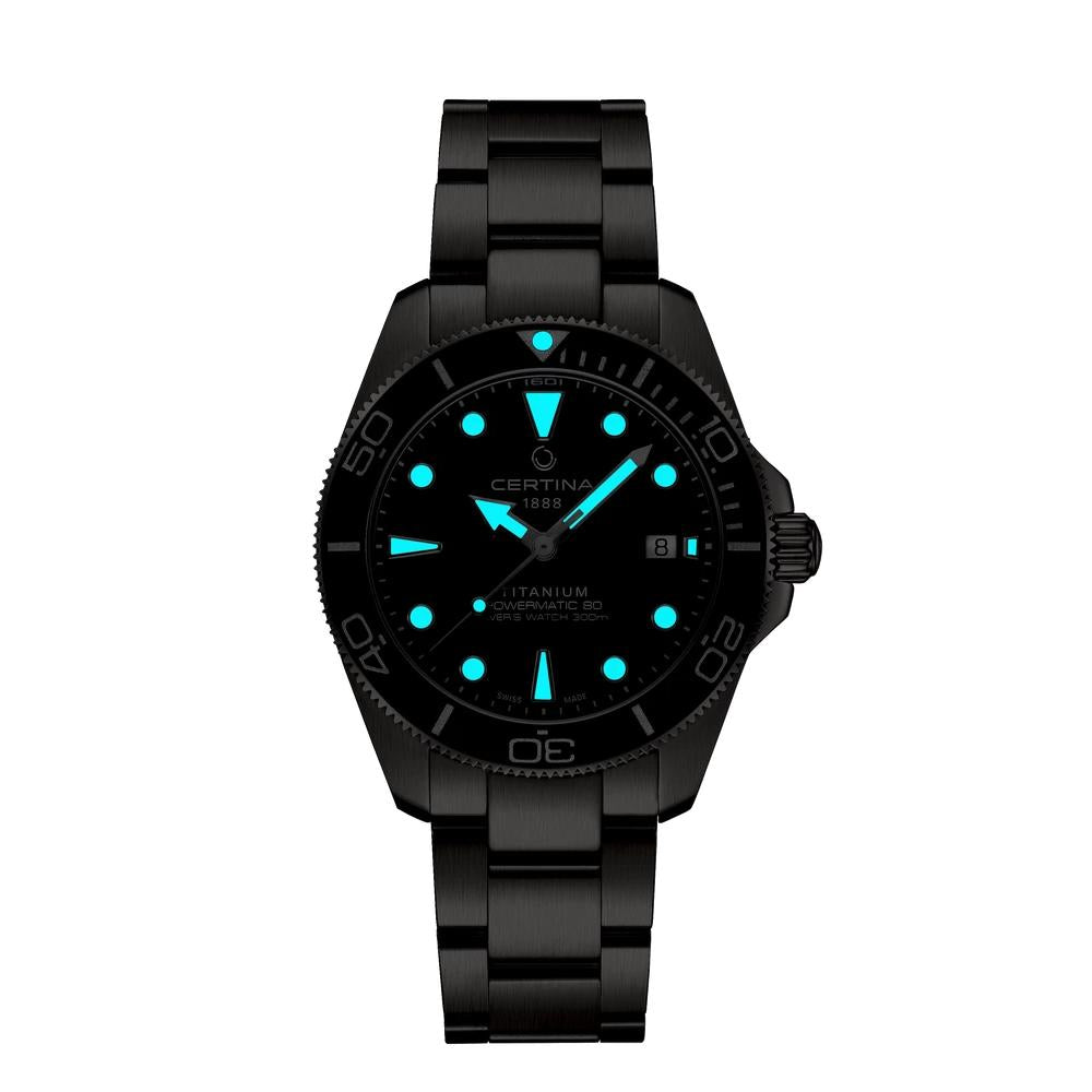 Certina DS Actionn  Diver Powermatic 80 Automatic Watch. Blue Dial Titanium Bracelet