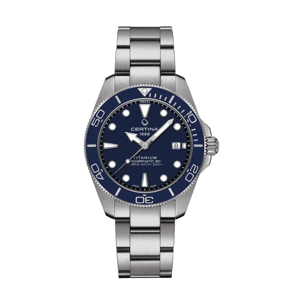 Certina DS Actionn  Diver Powermatic 80 Automatic Watch. Blue Dial Titanium Bracelet