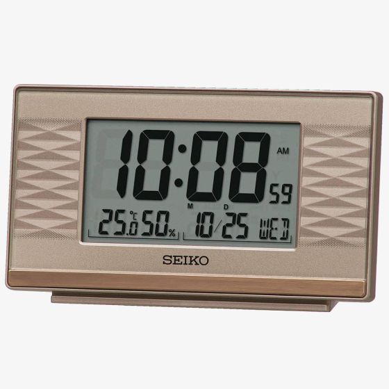 Seiko Multi-Function Display Metalic Pink Colour Hygrometer LCD Alarm Clock