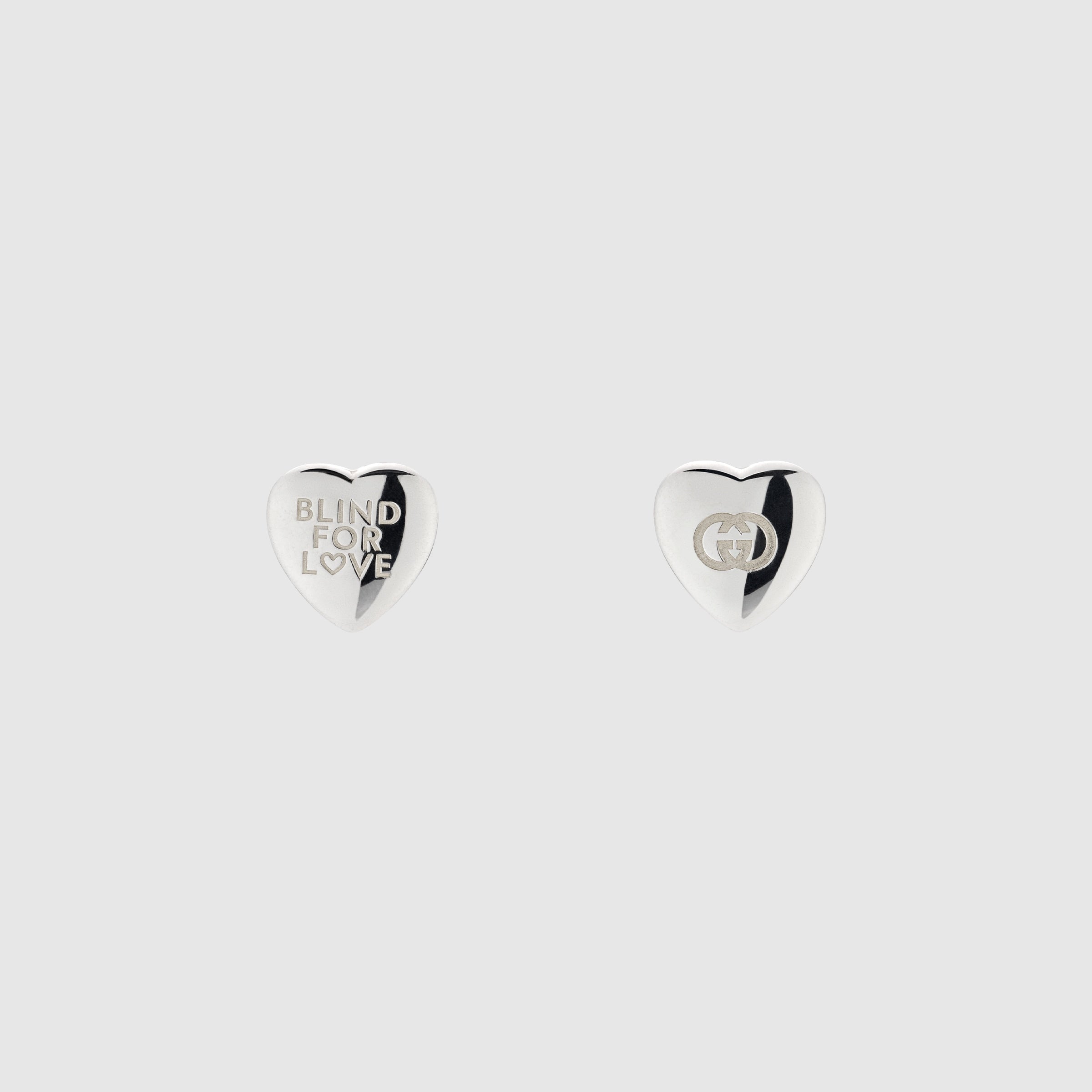 Gucci Silver Blind for Love Stud Earrings