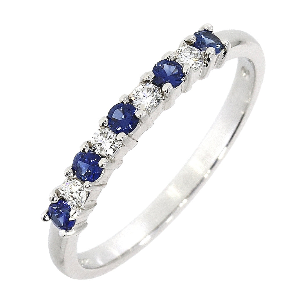 Platinum 9 Stone 5 Sapphire and 4 Diamond Claw Set Eternity Ring