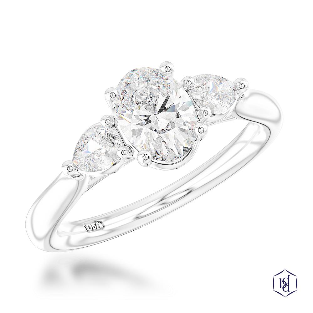 Oval Cut Platinum Three Stone Diamond
