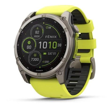 Garmin Fenix 8- 51mm Solar Sapphire, Titanium with Amp Yellow/ Graphite Silicone Band