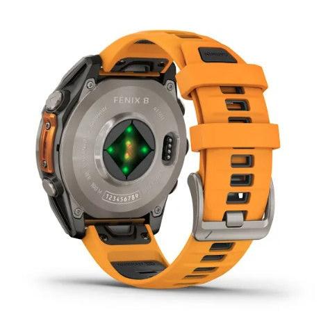 Garmin Fenix 8 47mm AMOLED Sapphire, Titanium with Spark Orange/ Graphite Silicone Band