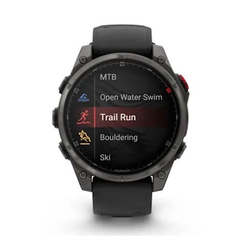 Garmin Fenix 8 Pro 47mm AMOLED, Sapphire, Carbon Grey DLC Titanium with Black/Pebble Grey Silicone B