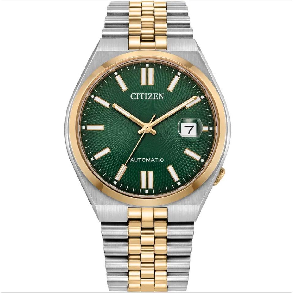 Citizen Tsuyosa Automatic Watch. Green Dial, Two Tone Stainless Steel and Gold Plated Bracelet.