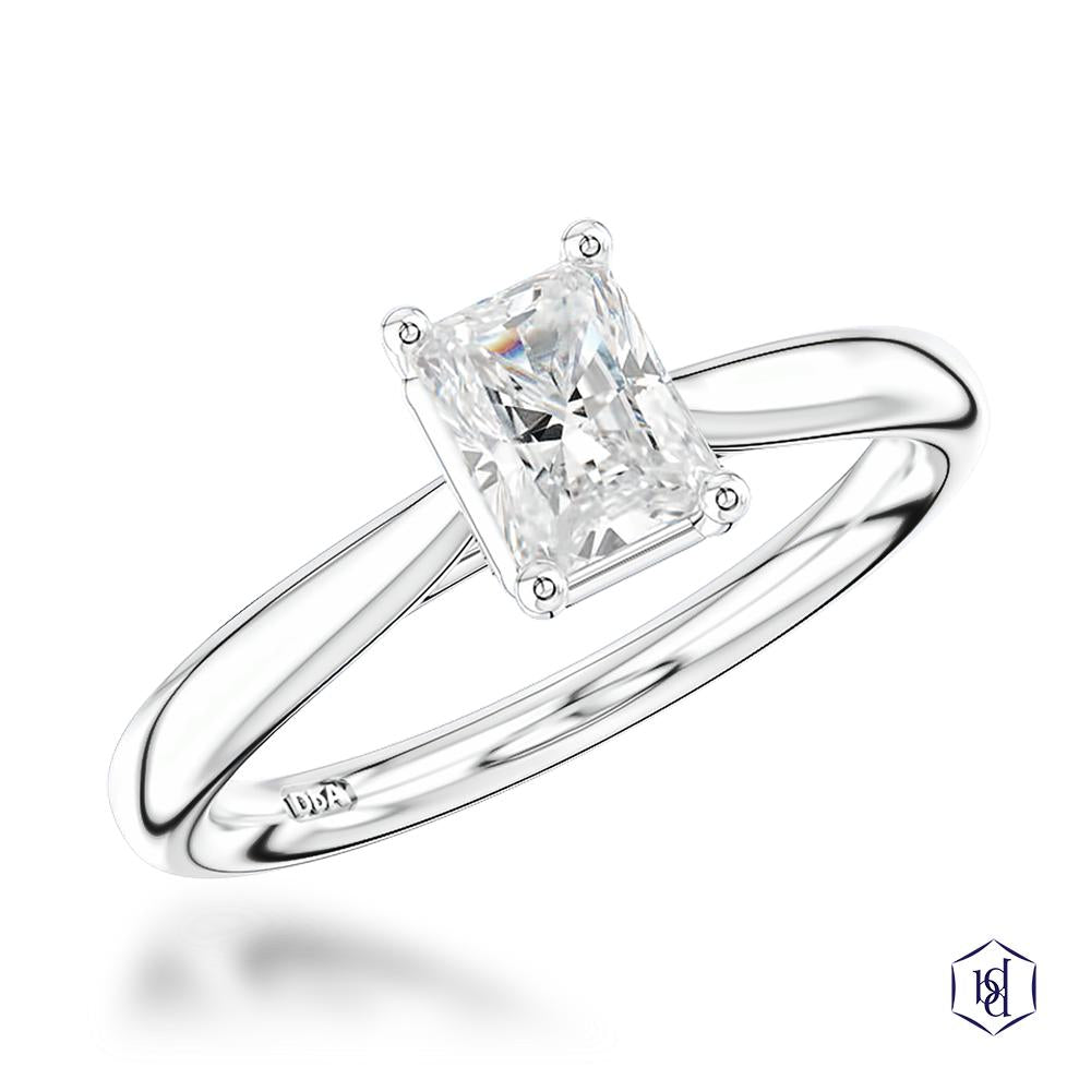 Classic Radiant Brilliant Cut Platinum Solitaire Diamond
