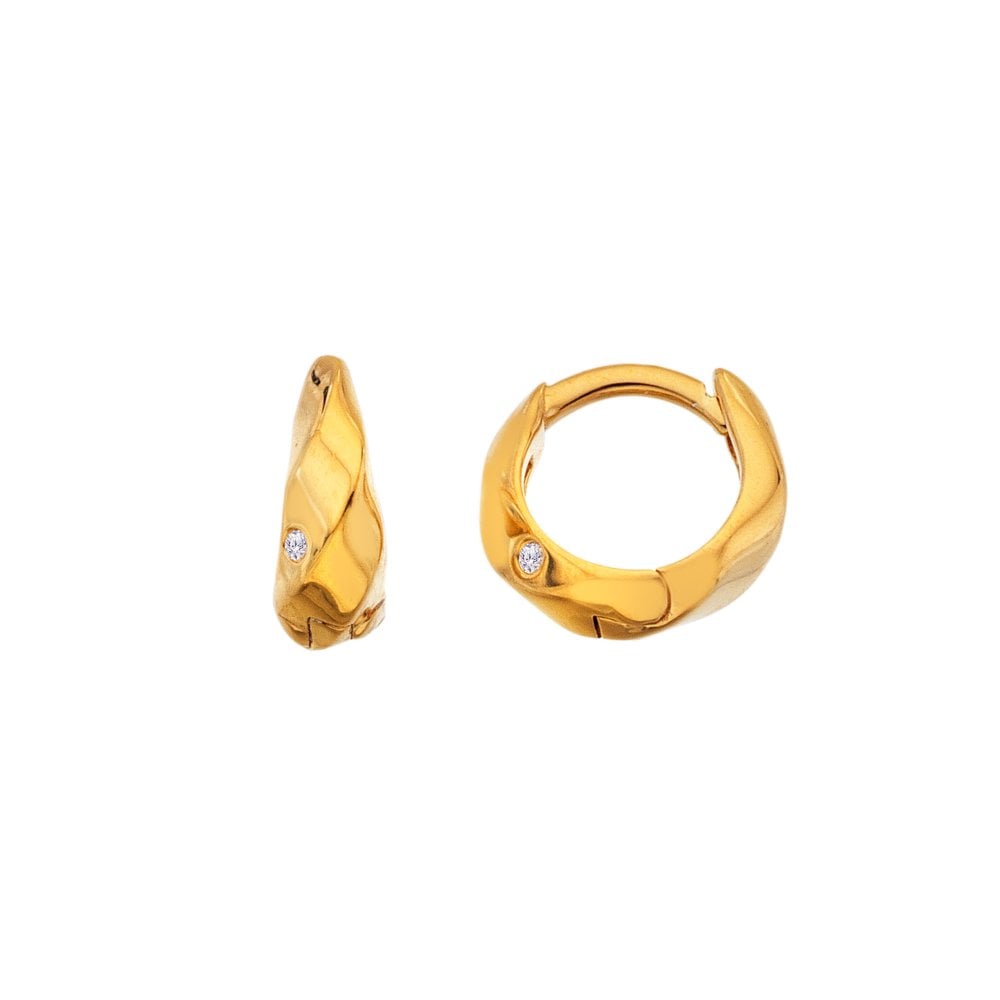 Hot Diamonds x Golden Edit Ridge Huggie Hoop Earrings