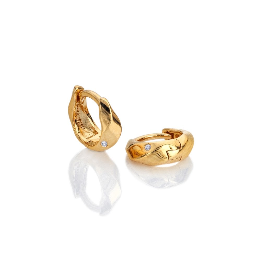Hot Diamonds x Golden Edit Ridge Huggie Hoop Earrings