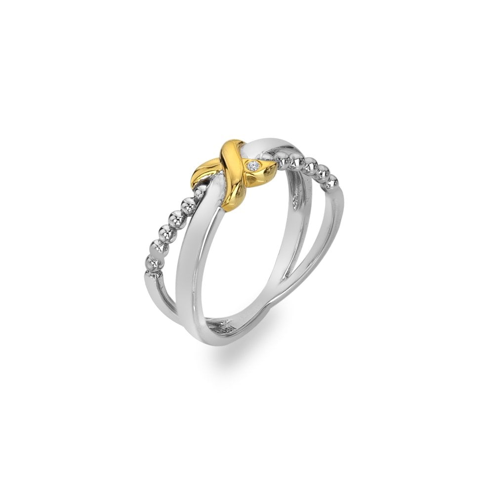 Hot Diamond Silver Coupled Two Tone Ring