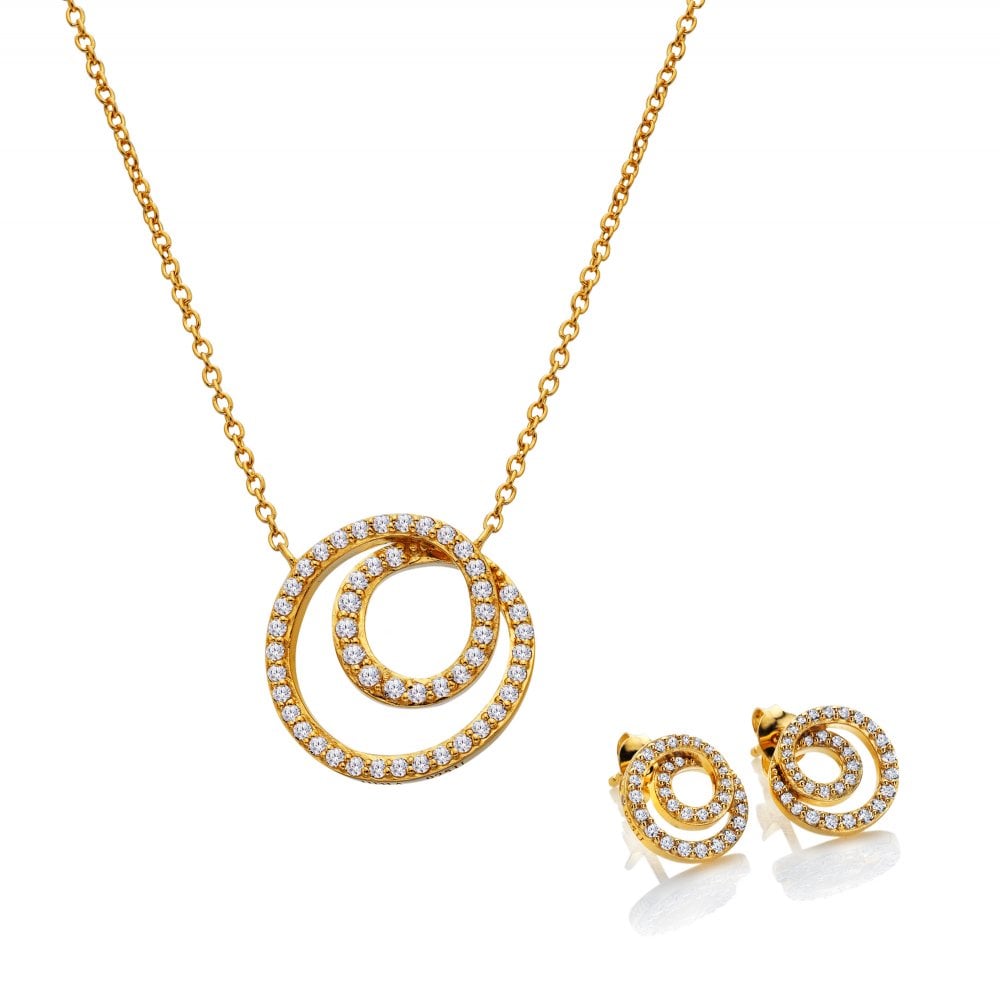 Hot Diamonds x Golden Edit Shimmer Circle Pendant and Earring Set