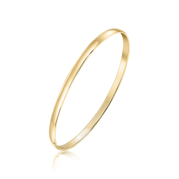 9ct yellow gold 4mm 'D' shaped profile slave bangle