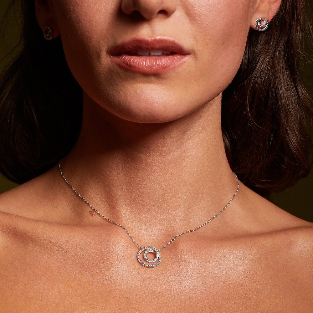 Hot Diamonds Silver Shimmer Circle Pendant and Earring Set