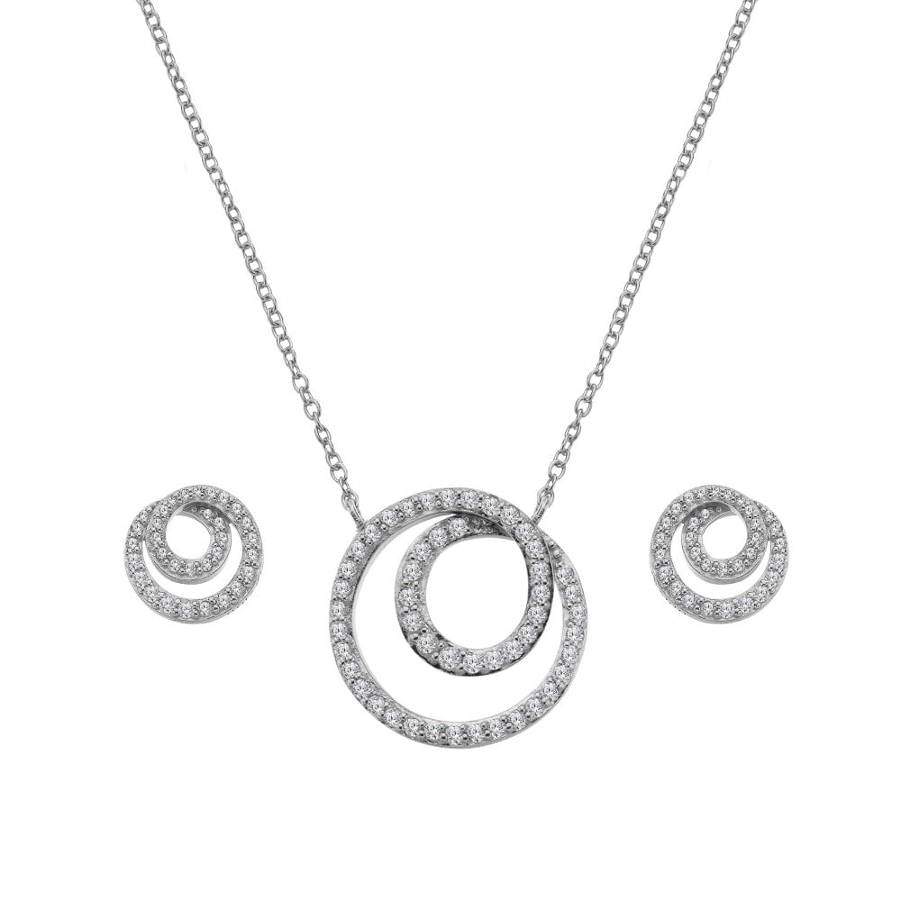 Hot Diamonds Silver Shimmer Circle Pendant and Earring Set