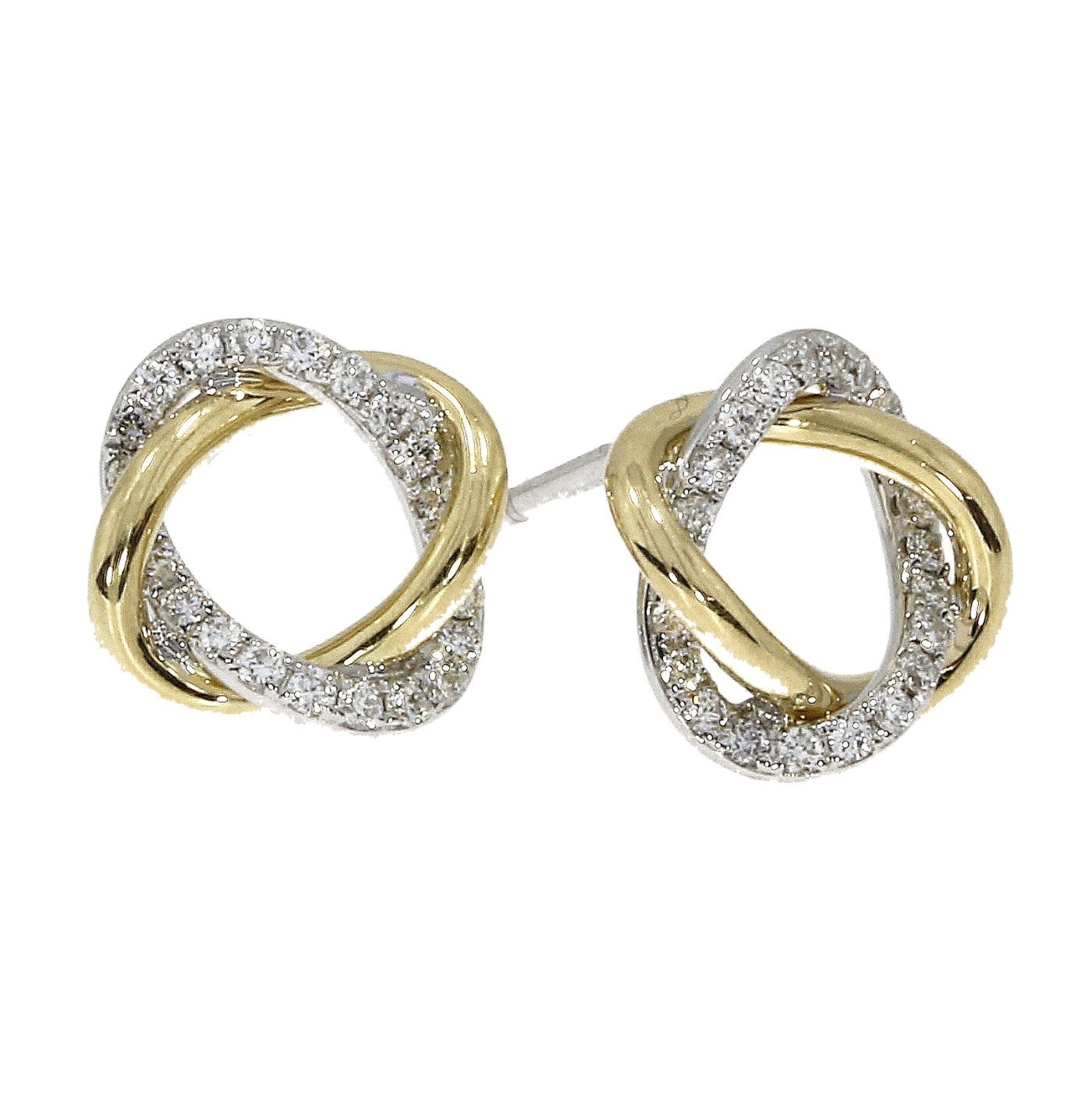 18ct Yellow and White Gold Atom Diamond Stud Earrings